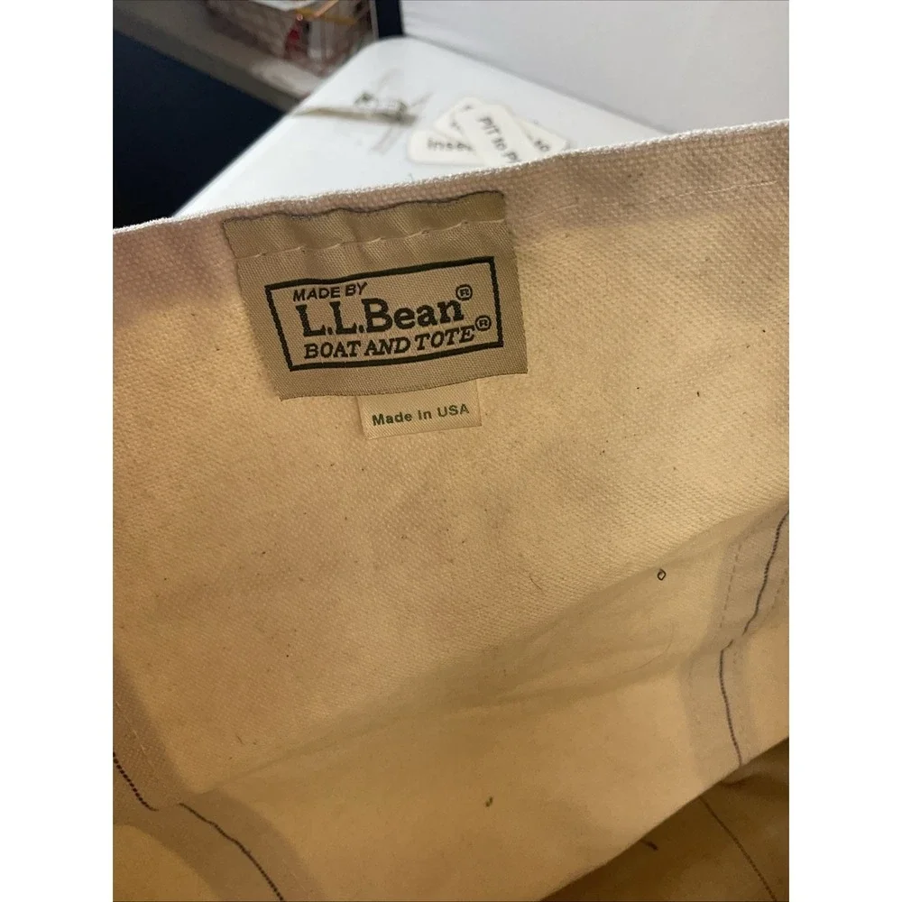 Vintage LL Bean‎ Blue And White Canvas Boat & Tote XL Size Sturdy Made in USA